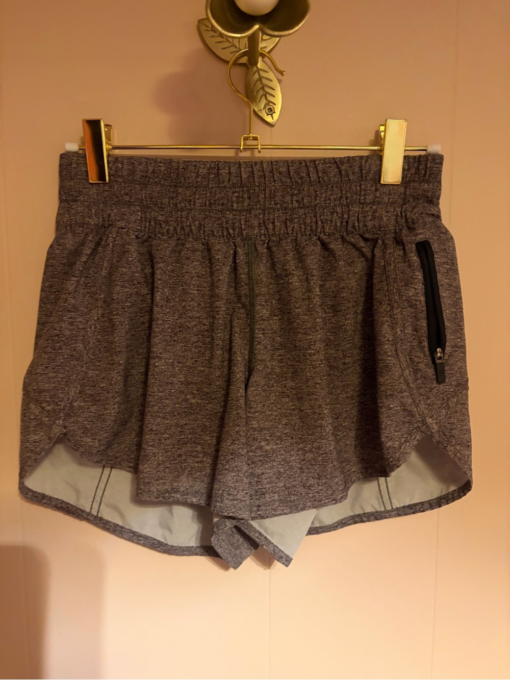 lululemon athletica Heather Gray Athletic Shorts with Zip Pocket